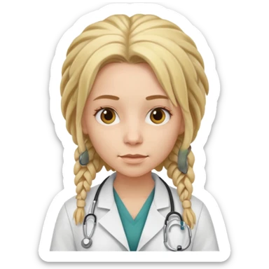 blonde girl doctor with dreadlock sticker