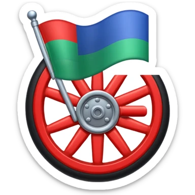 Drapeau bande bleu en haut bande verte en bas et roue rouge au milieu sticker