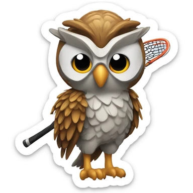 owl with a lacrosse stick  sticker