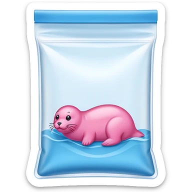 ziplock bag with blue and pink seal, empty sticker