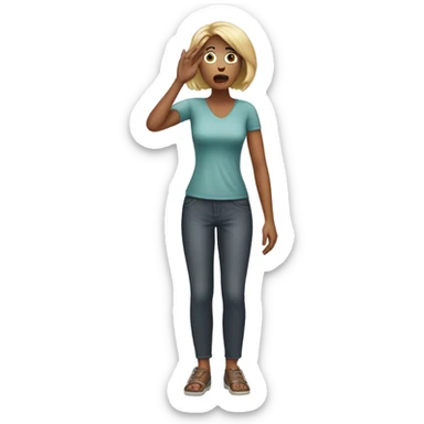 Woman shocked hand on her head full height sticker