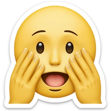 yellow smiley face crying, hands covering face sticker