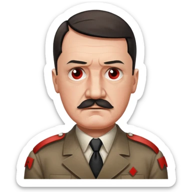 adolf hitler with a square mustache and a red band on his arm sticker