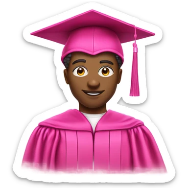 superhero in a pink graduation hat and pink academic regalia sticker