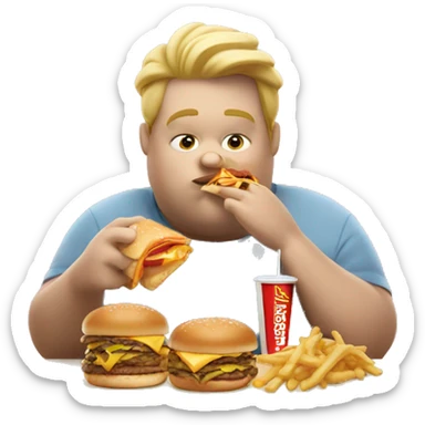 Fat blonde guy eating McDonald’s  sticker