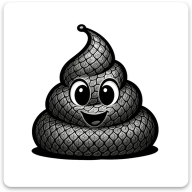 Enhance the detail of the snake skin pattern on the poop emoji, keeping the original style intact. sticker