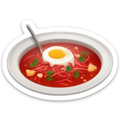 Borsch with salo near sticker