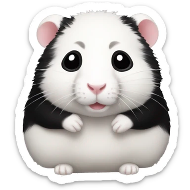 Hamster with black and white fur like a panda sticker