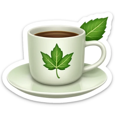 Te  - taza blanca con una hoja a un lado del plato- No dentro sticker