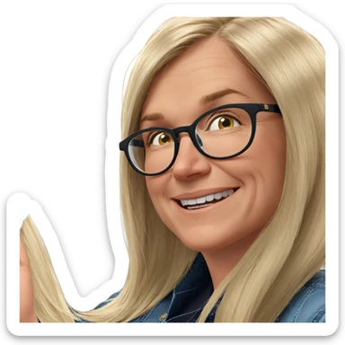 smiling blonde girl with glasses sticker