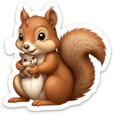 A squirrel hugging a baby squirrel  sticker