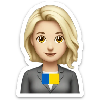 white skin teacher women with ukrainian flag sticker