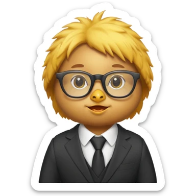 chick animal with glasses, wearing suit sticker