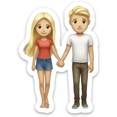 blonde girl holding hands with blonde boy sticker