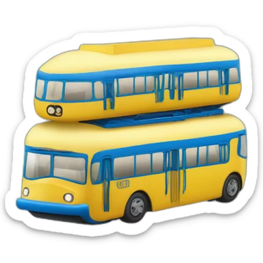 Yellow and blue double decker train sticker