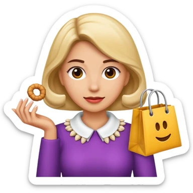 Mujer con collar de conchas de compras  sticker