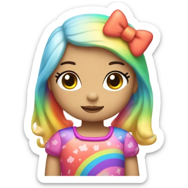 Hello kitty with a rainbow dress and eyelashes sticker