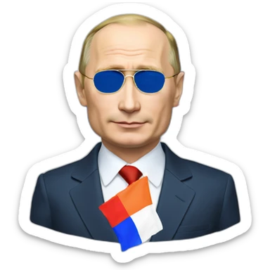 putin and tricolor flag white, blue, white sticker