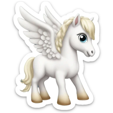 White crème Baby Pegasus sitting  sticker