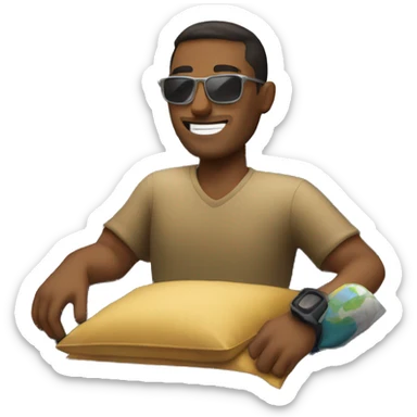 Guy on an airplane traveling to an island sticker