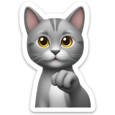 Grey cat who makes a finger of honor sticker