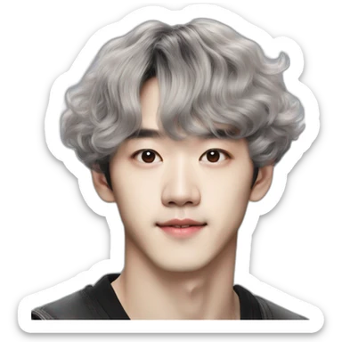 kpop-baekhyun-black-curly-hair-bangs sticker