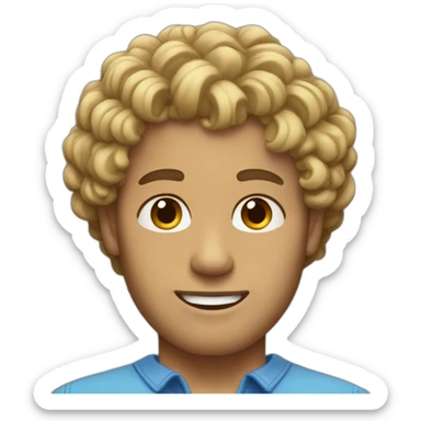 Man with curly brown hair and blond ends but no mustache and with a tan skin  sticker