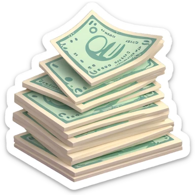 stack of paper bills currency sticker