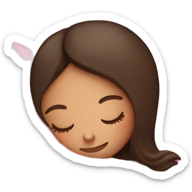 Brunette girl sleeping on pink pillow sticker