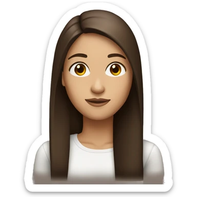 Brunette woman, with long, straight brown hair, with brown eyes sticker