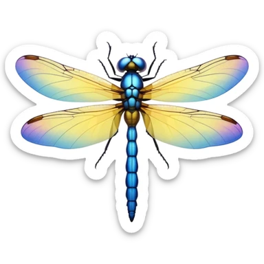 O libelula cu galben in mijloc si albastru pe varful aripilor sticker