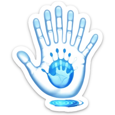 handprint with a glowing sign in the center sticker