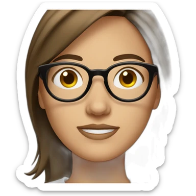 Woman with round face glasses and brown hair sticker