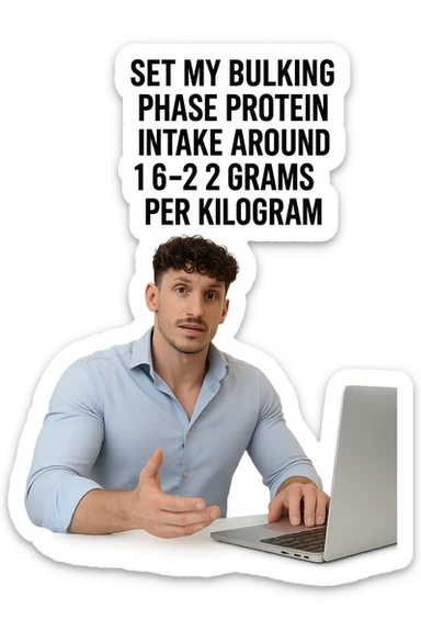 Uomo che imposta la sua fase di massa a proteine intorno 1.6 - 2.2g per kg sticker