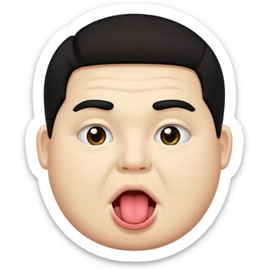 Fat teen from kosovo with flat hair with his tongue out sticker