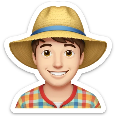 mr beast aka jimmy donaldson smilijg wearing his big stupid sunhat sticker