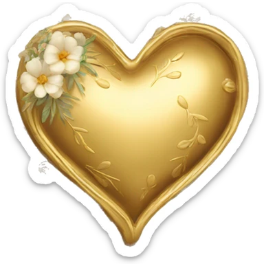 Golden heart with a floral pattern on it  sticker