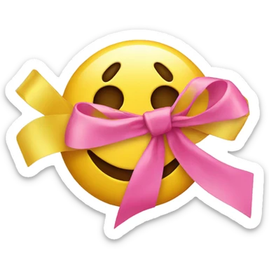A yellow emoji that cry with a pink ribbon  sticker