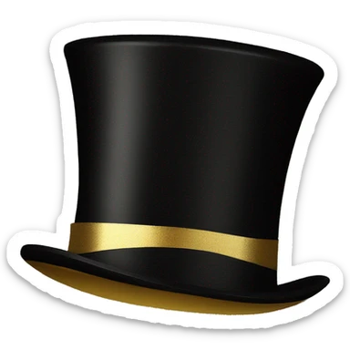 Shiny black top hat with thick gold band sticker