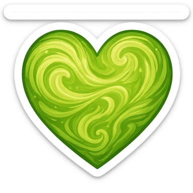 heart with a swirling lime pattern, digital illustration sticker
