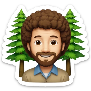 Bob Ross and Happy Little trees sticker