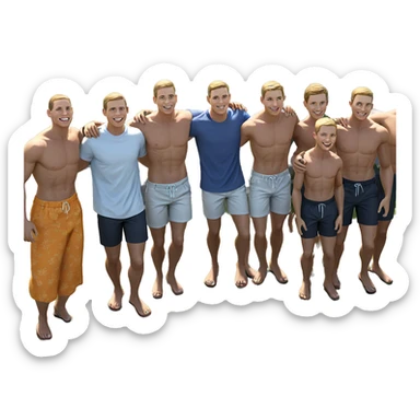 boys enjoying a sunny day sticker