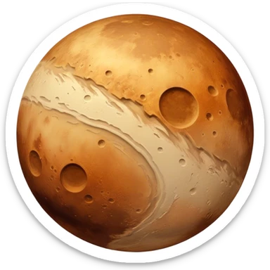 Planet mercury with alot of craters and a slightly brownish hue sticker