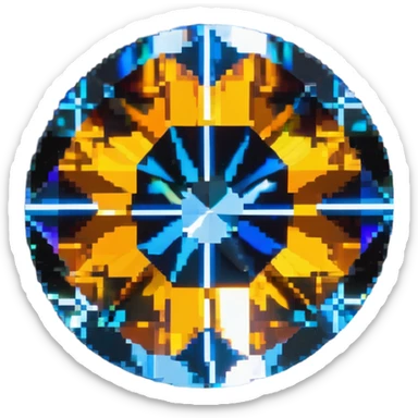 extreme up close amber round cut holographic gem with black metal accent sticker