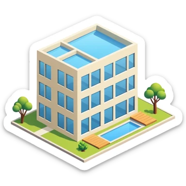 isometric modern apartment with large windows sticker