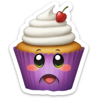 Un cupcake avec un verre d'eau au-dessus sticker