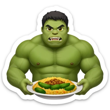 Fat Hulk eating biriyani sticker