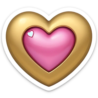 gold heart with one mini pink heart inside of it  sticker