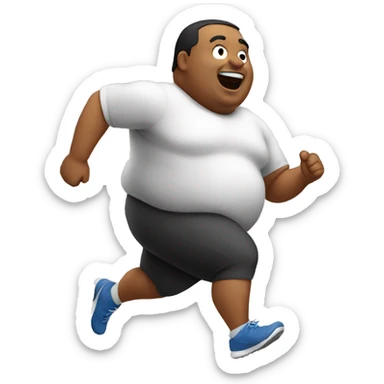 Fat man running sticker