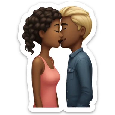 A girl kisses a man  sticker